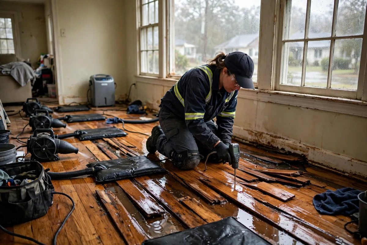 Can Hardwood Floors Be Saved After Flooding — a guide for Alabama homeowners after storm and flood water damage