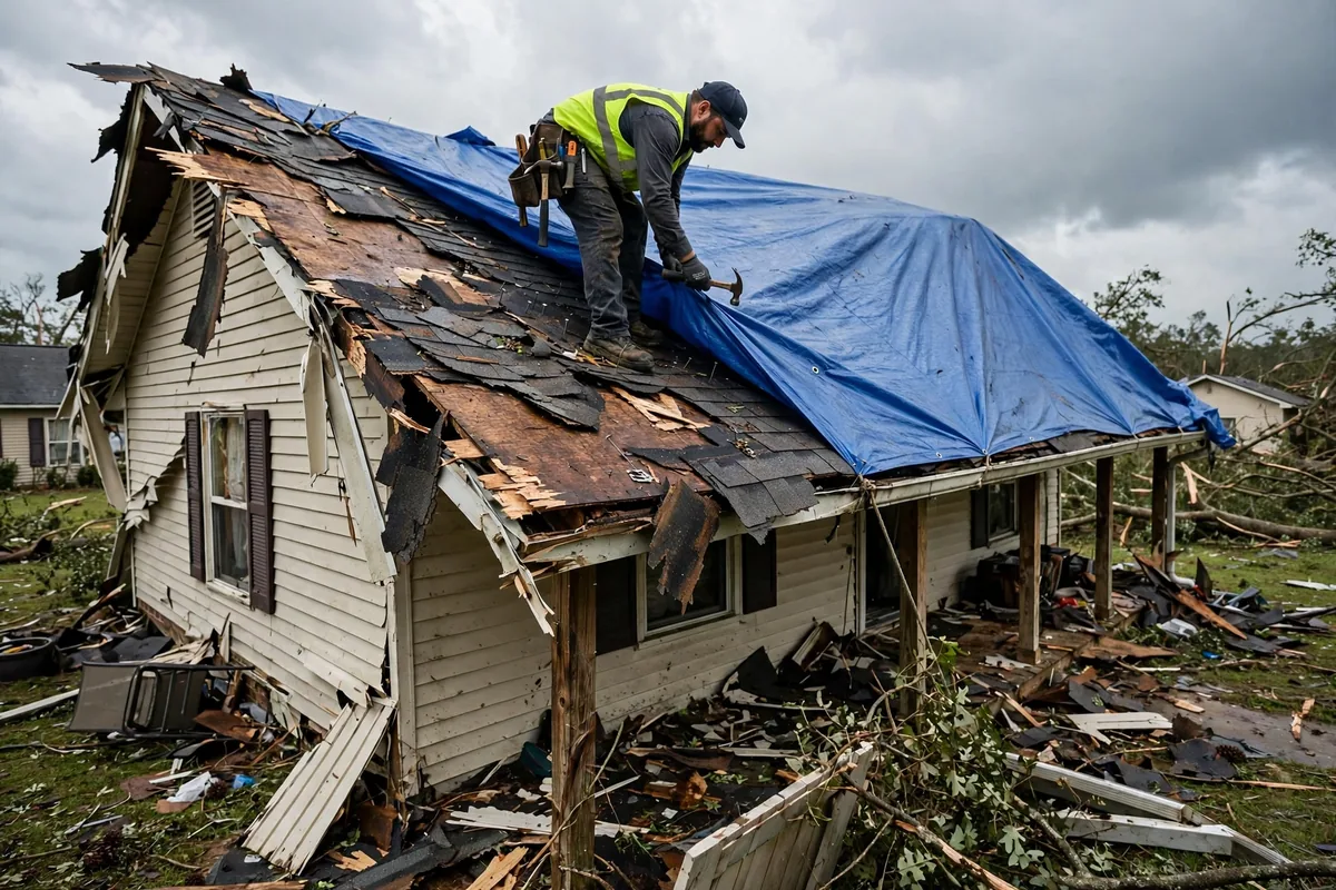 Emergency Roof Tarping — a guide for Alabama homeowners after storm and flood water damage