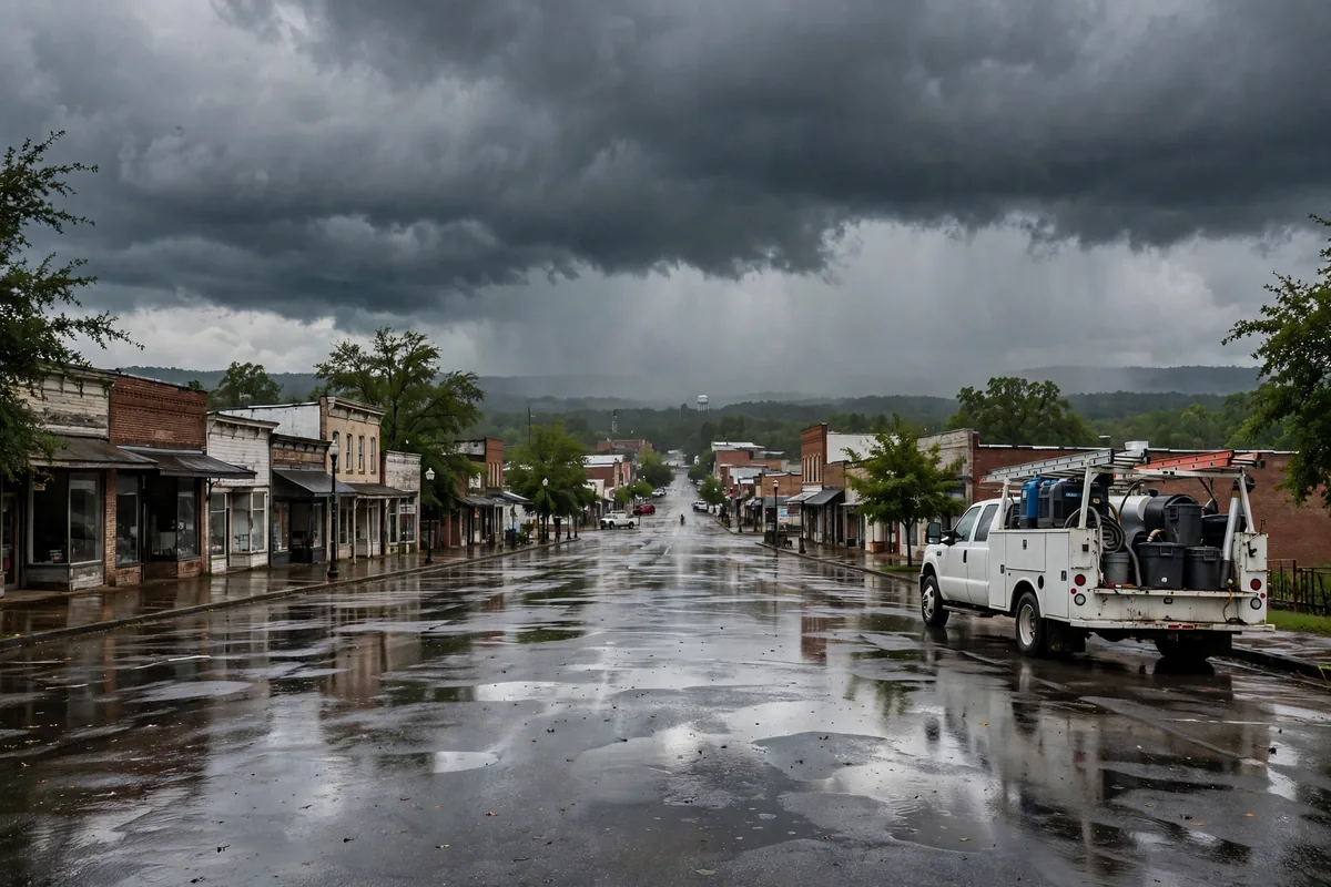Tornado & Storm Flood Water Damage Restoration Ashville, AL — a pro carrying drying equipment into a storm-damaged home